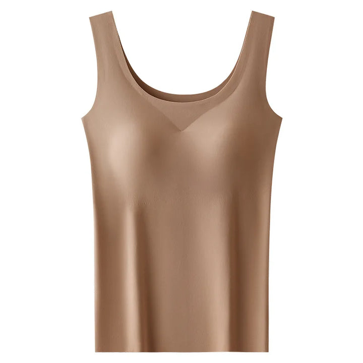 Women's seamless tank top with built-in padded bra. Smooth, comfortable, ideal for everyday wear.