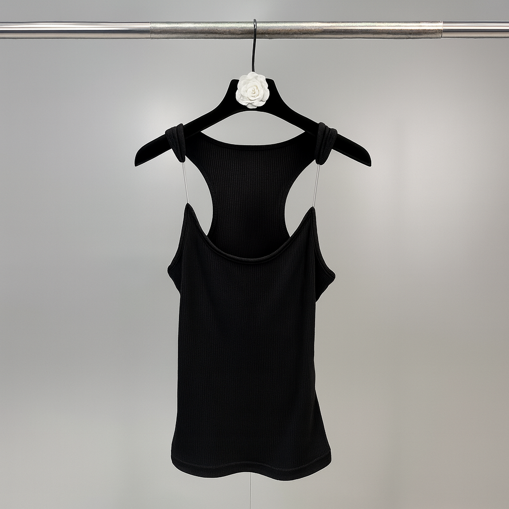 Stylish women's basic seamless tank top with invisible straps, perfect for layering under blouses or wearing solo in summer.