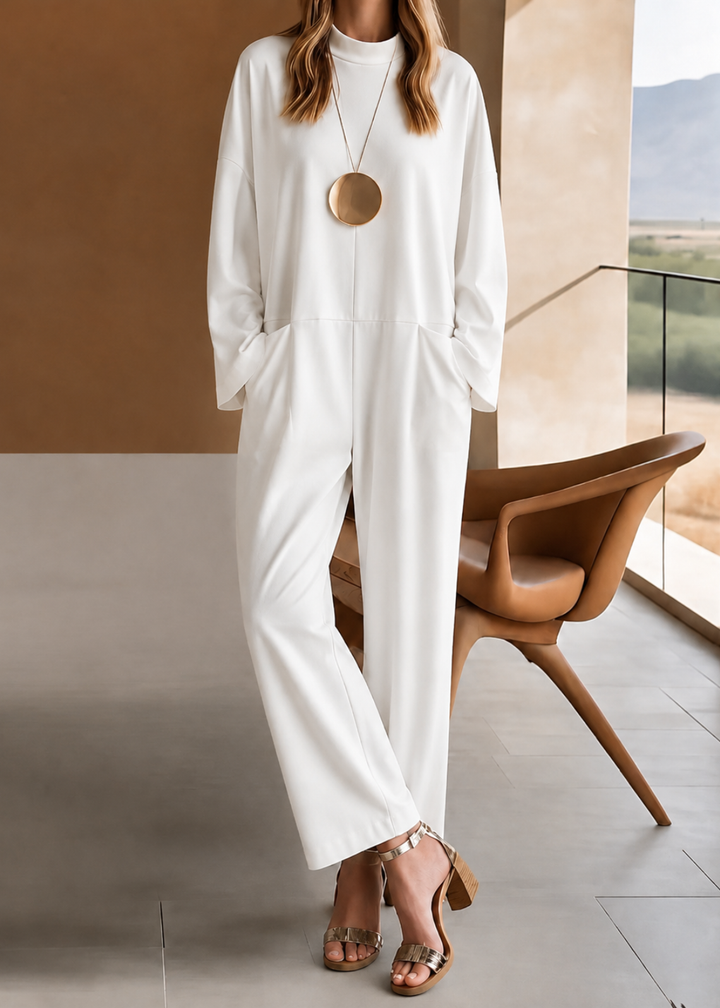 Women's short sleeve wide leg jumpsuit in a relaxed, comfortable fit, perfect for casual summer style or everyday wear.
