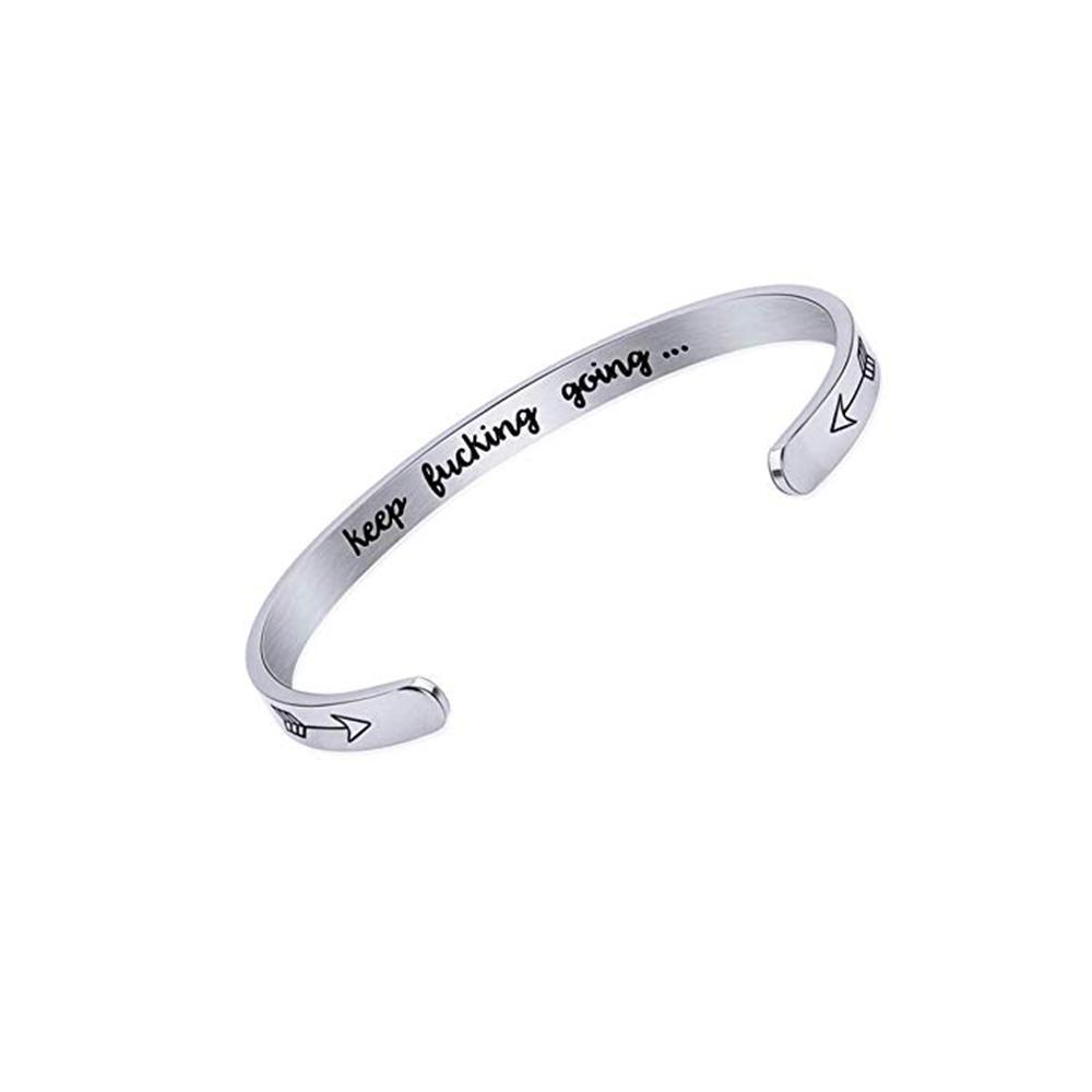 Elegant women's engraved inspirational cuff bangle, perfect gift made of stainless steel