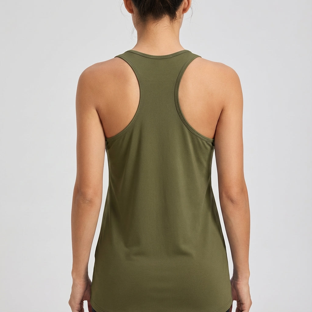 Women's activewear sleeveless top, ergonomic design for training and fitness. Comfortable gym and workout apparel.