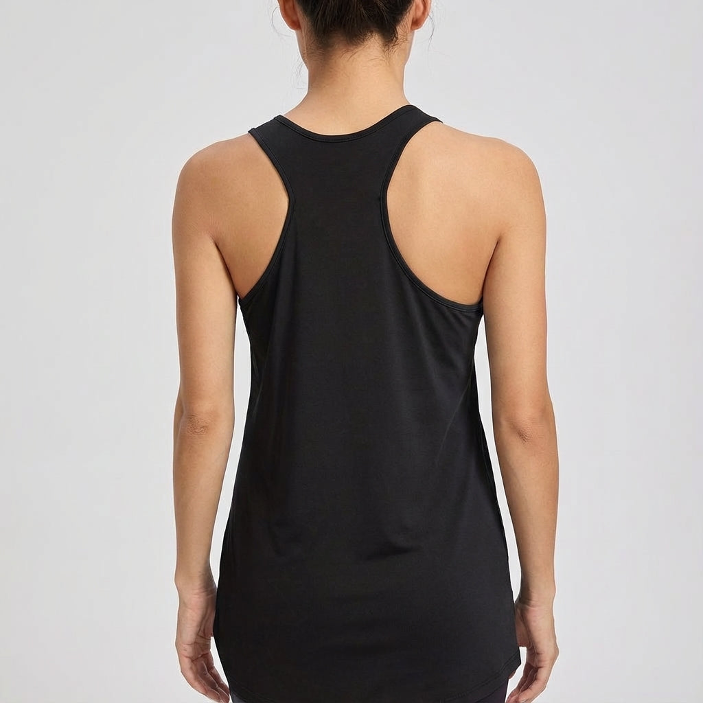 Claire women's sleeveless sports top, elastic fabric ensures active comfort for workouts, gym, and daily wear.