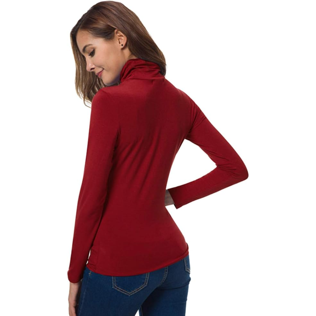 Women's Slim Fit Turtleneck Top, long sleeve for chic, effortless style.