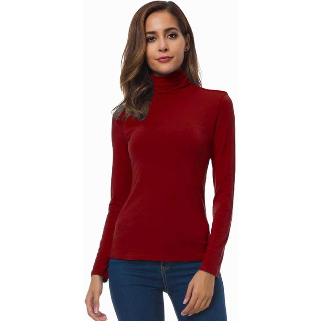 Chic winter layering: Women's Slim Fit Turtleneck, a comfortable basic essential.