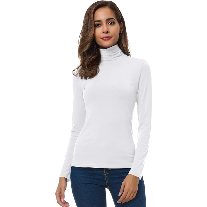 Fashionable women's long sleeve slim fit turtleneck, ideal for effortless style.