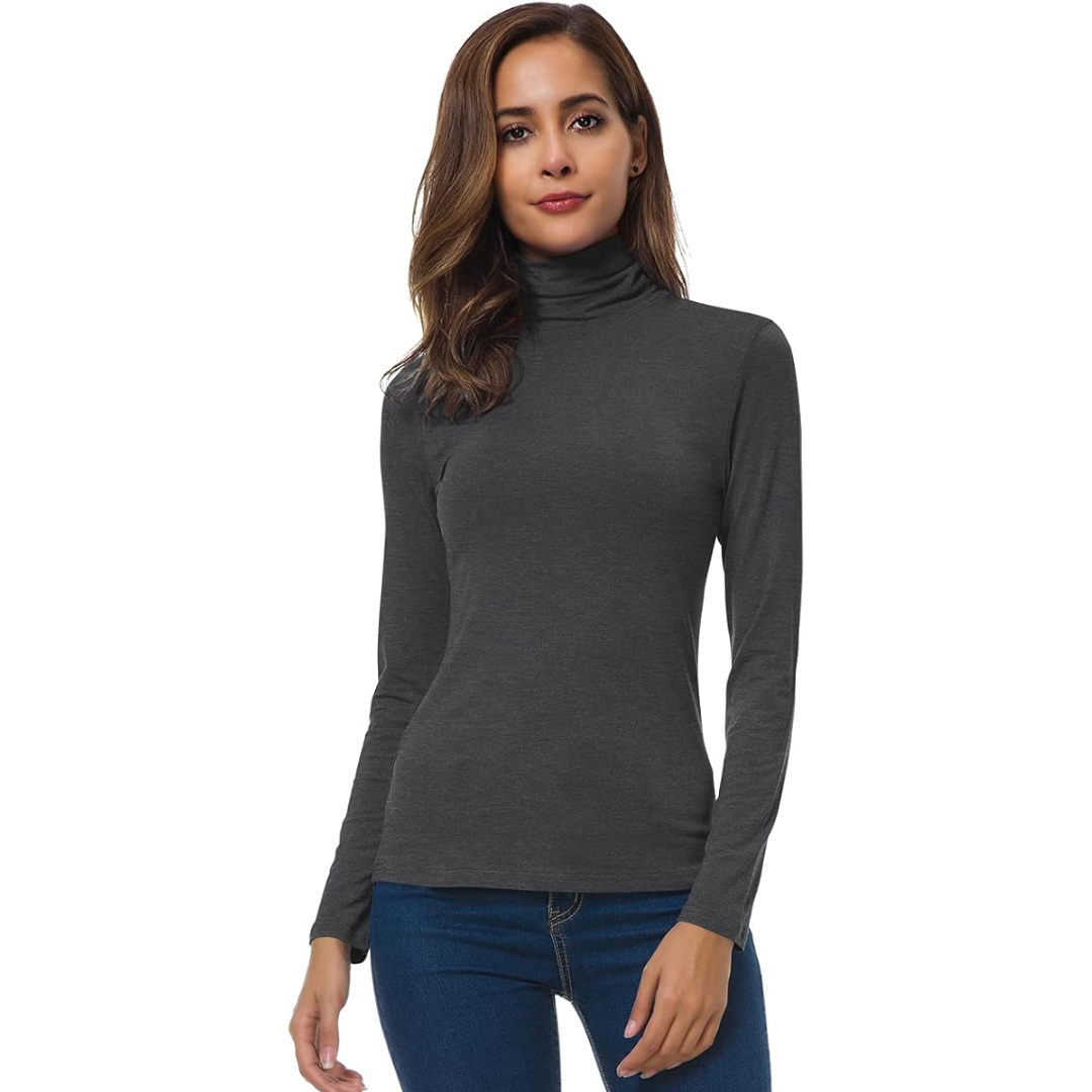 Effortless women's slim fit turtleneck, a basic essential for any wardrobe.