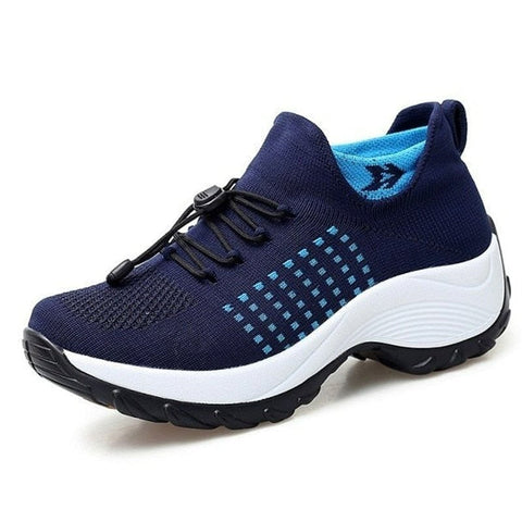 Women's slip-on walking shoes with stretch cushion for all-day comfort. Lightweight and supportive sneakers.