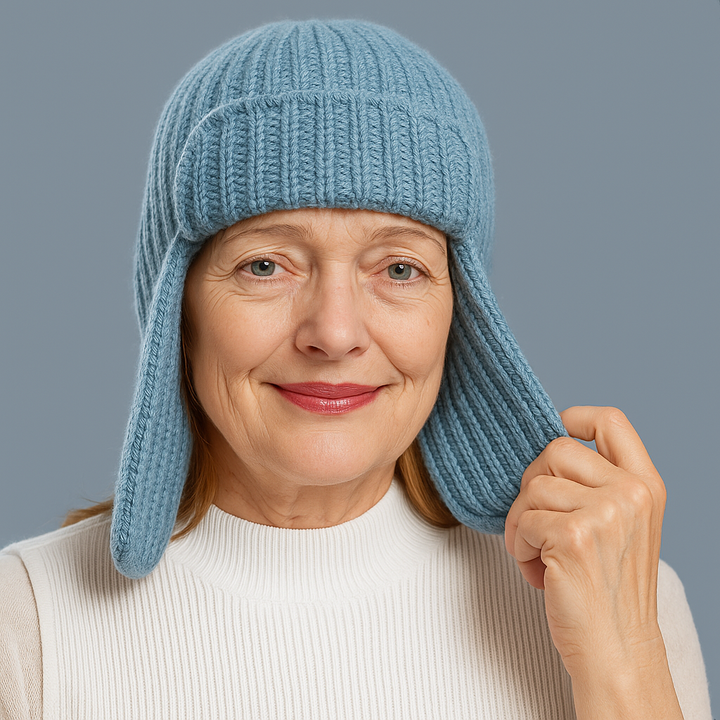 Stylish women's warm beanie hat, made from a luxurious cashmere blend for ultimate comfort.