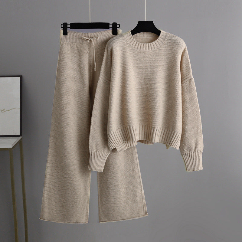 Soft knit Solara women's loungewear set. Relaxed fit cropped top & wide-leg pants provide ultimate comfort.