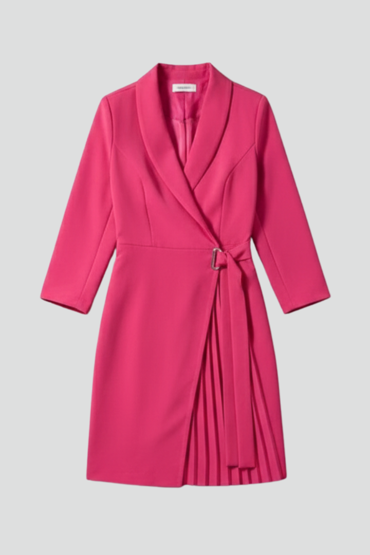 Women's chic long sleeve blazer dress, featuring a classic notched collar for sophisticated business or evening attire.