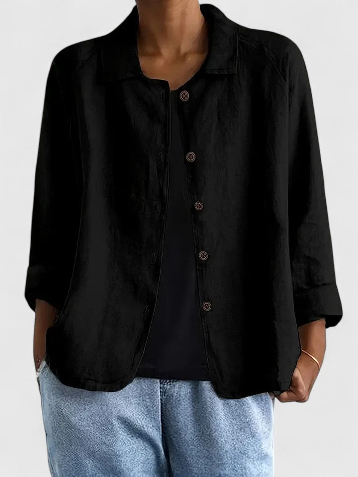 Effortless chic women's top, versatile for casual to elegant fashion, comfortable fit.