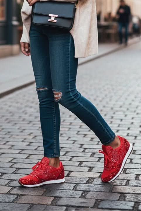 Durable sole of women's glitter walking shoes, designed for comfy athleisure & everyday wear.