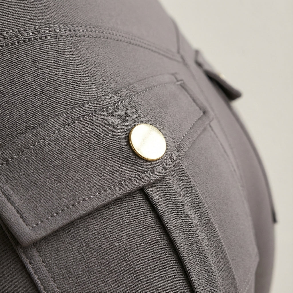 High-waisted women's cargo leggings for activewear, combining sporty style with convenient side pockets.