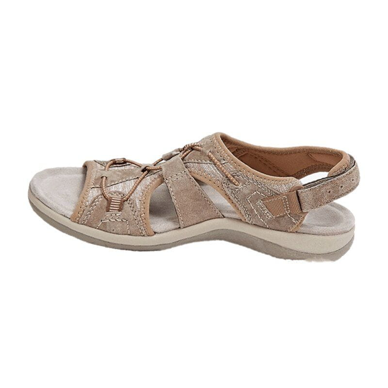 Women's strappy sandals with a cushioned footbed, ensuring sporty comfort for long wear.