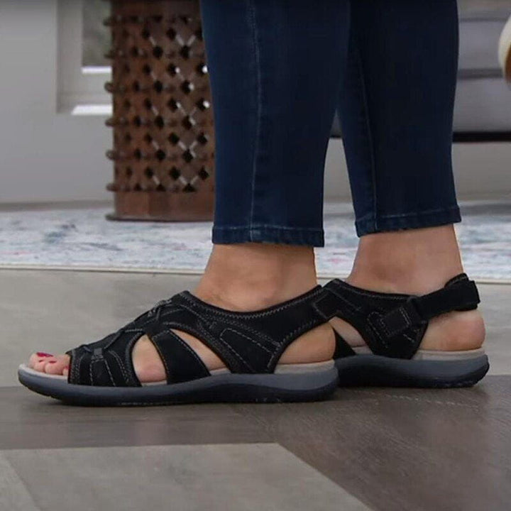 Back view of women's comfort sandals, showing the secure heel strap for sporty footwear.