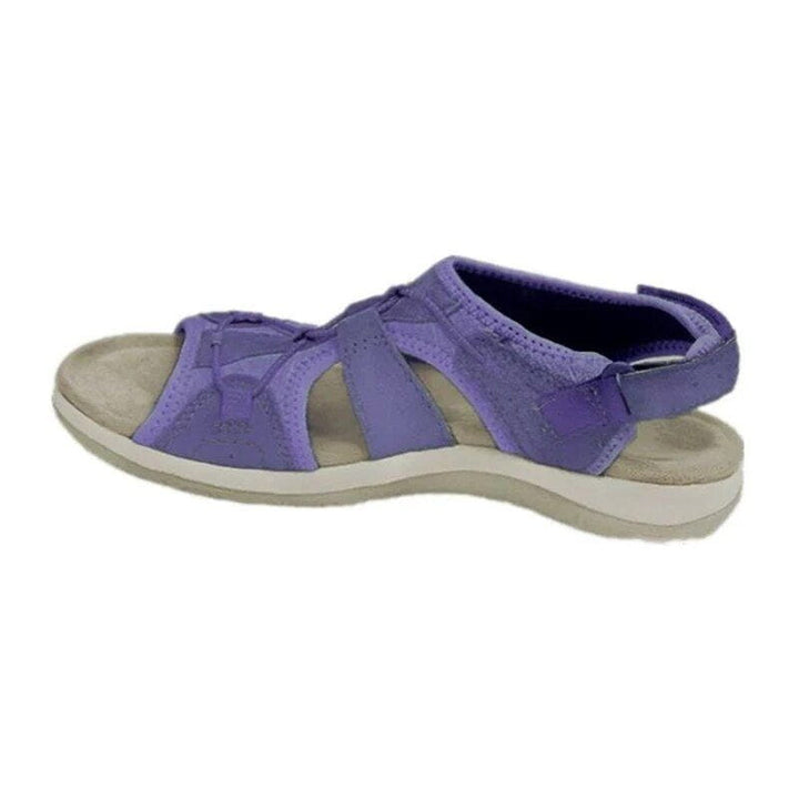 Close-up of sole texture on women's comfort sandals, providing grip for sporty spring outings.