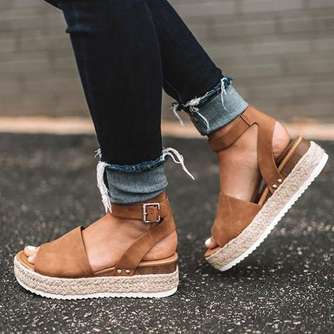 Women's Spring Buckle Ankle Strap Flatform Sandals, perfect for comfortable everyday wear
