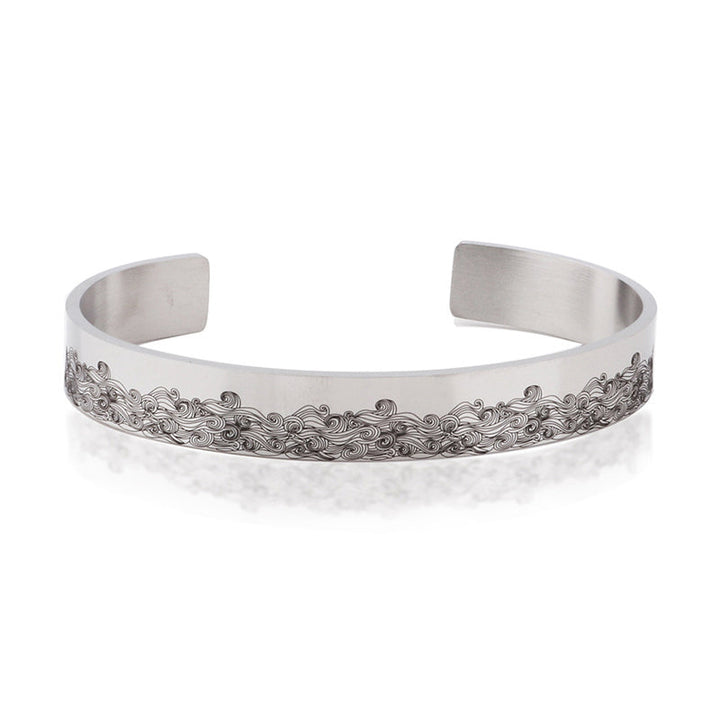 Modern open wave bracelet, high-quality stainless steel fashion accessory