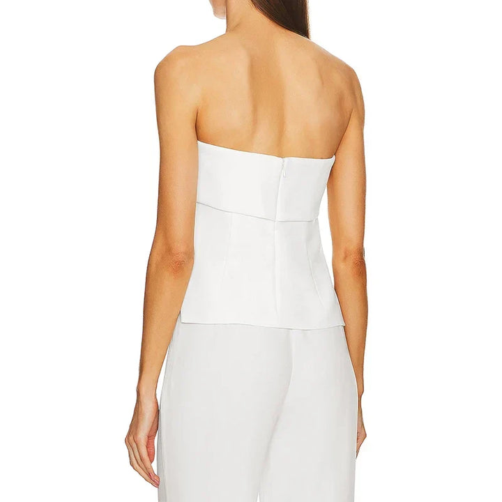 Flattering women's strapless tube top, a must-have crop for your summer wardrobe and beach style.
