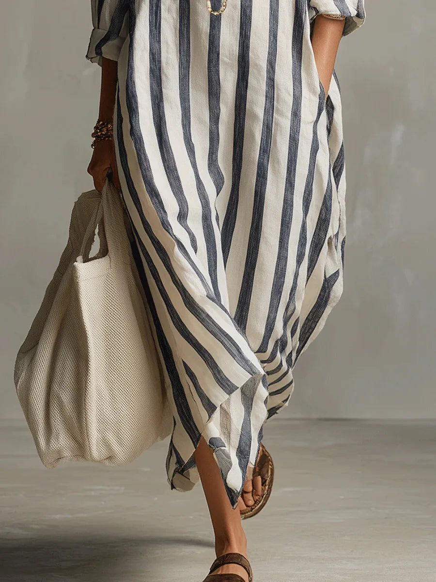 Casual striped oversized shirt dress for women, a comfortable and stylish option for warm weather.