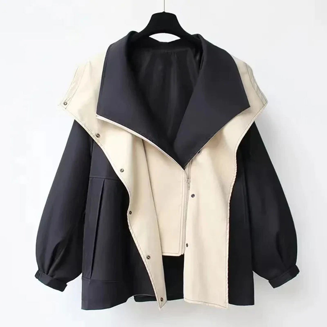 Fashionable women's hooded jacket with a double layer design, offering comfort and style