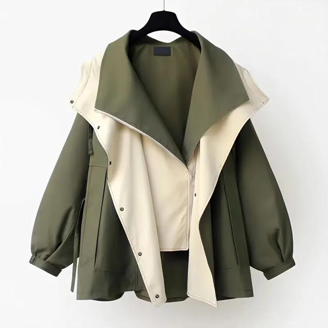 Casual women's outerwear: a stylish double layer hooded jacket for versatile spring and fall fashion