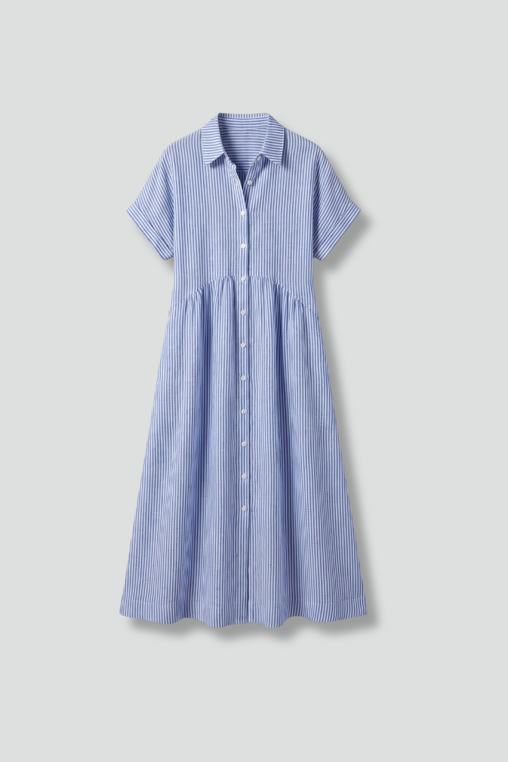 Women's stylish button-front collared midi dress for versatile wear.
