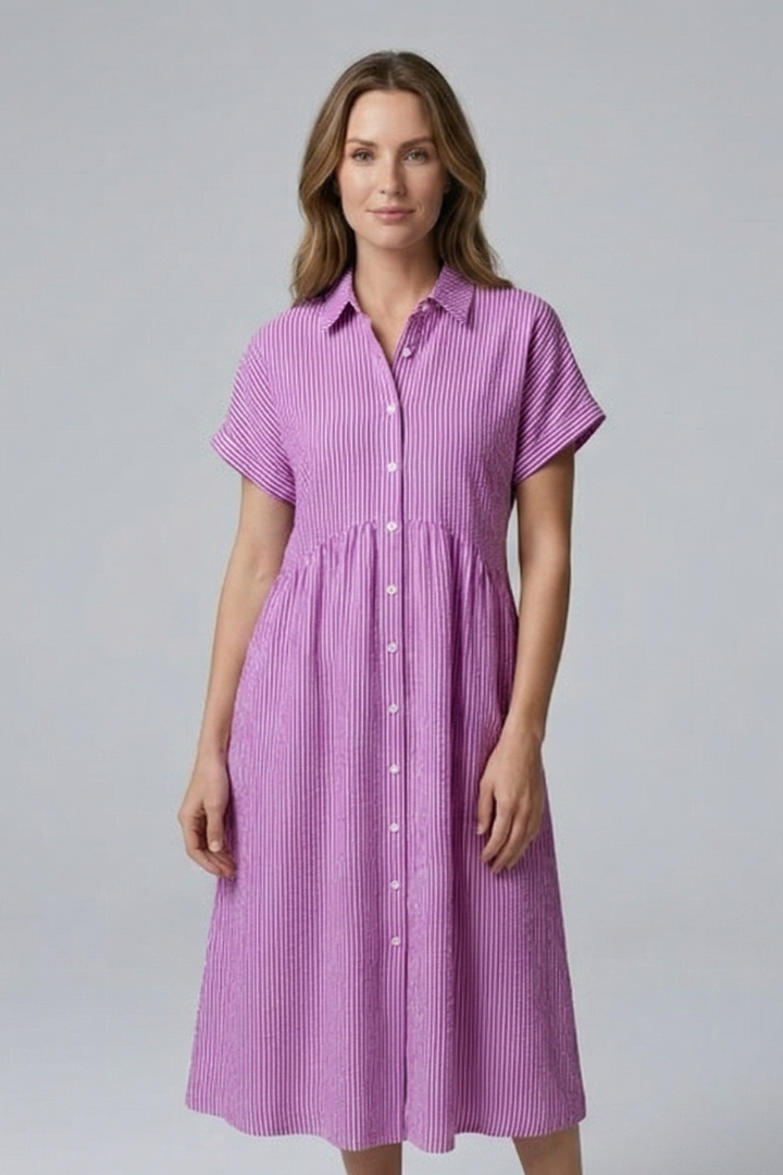 Women's versatile button-front midi dress for elegant casual or office looks.