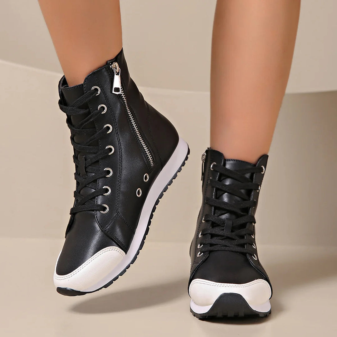 Orthopedic high-top sneakers for women, providing arch support & comfort for walking & active lifestyles.