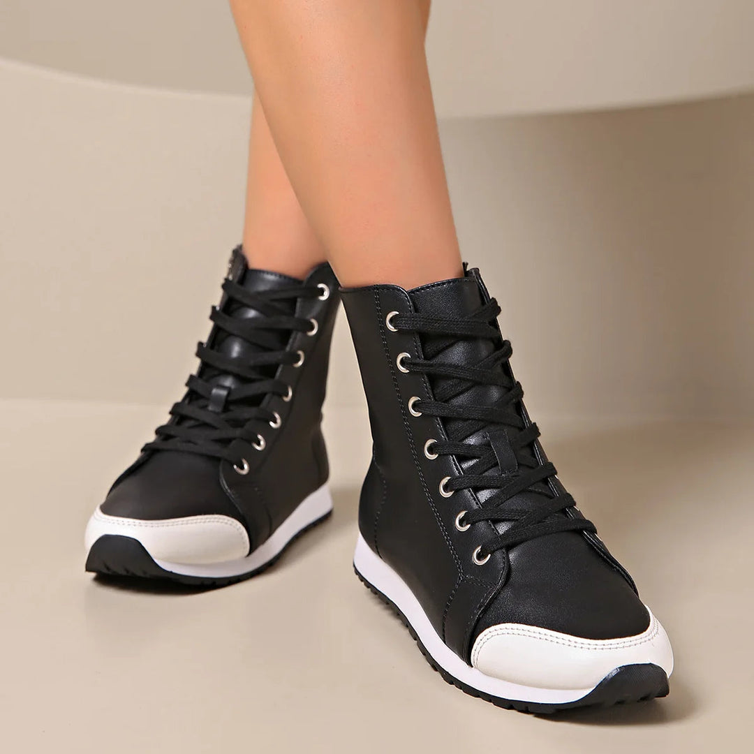 Chic women's high-top orthopedic sneakers, perfect for casual wear, offering superior comfort & foot support.