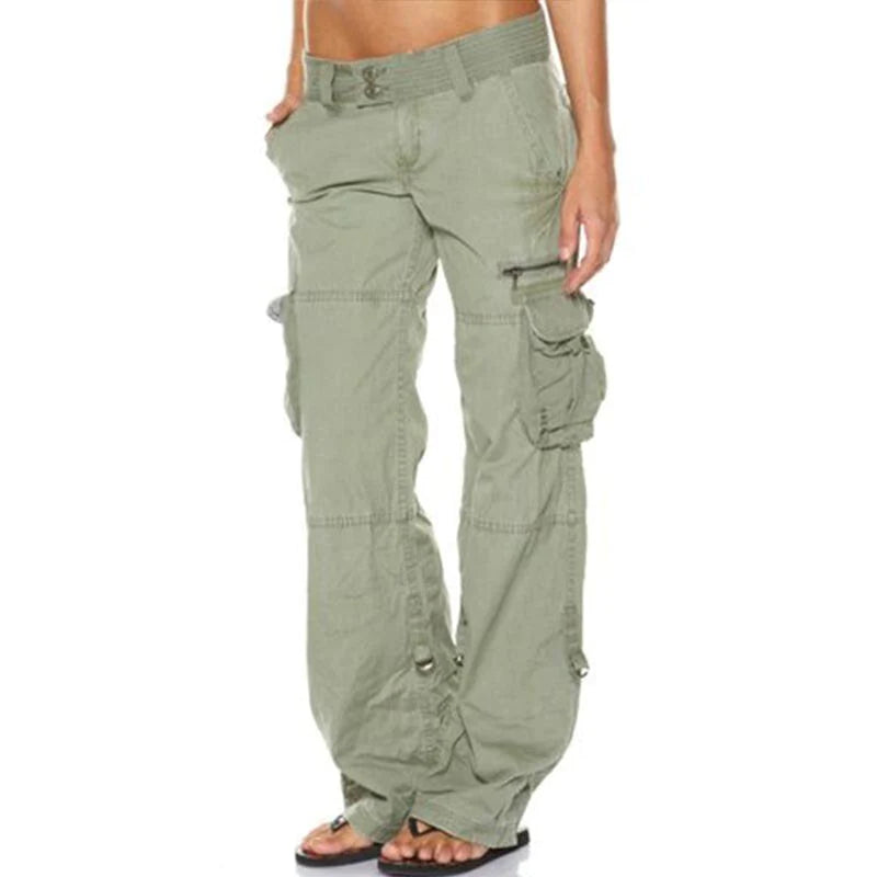 New women's fashion cargo pants, comfortable with practical pockets, great for a stylish casual look.