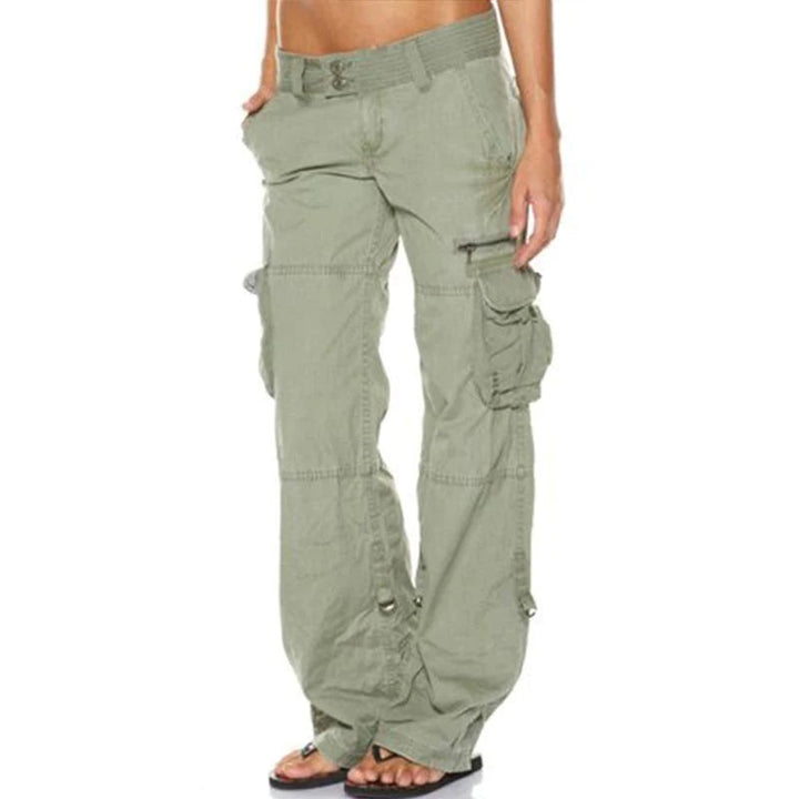 New women's fashion cargo pants, comfortable with practical pockets, great for a stylish casual look.