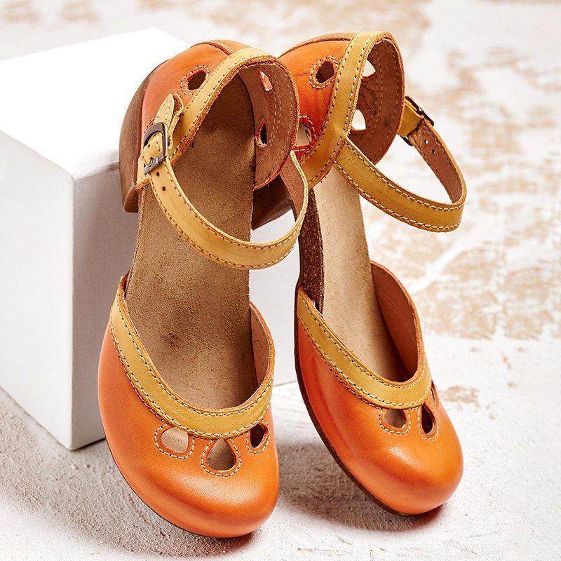 Comfortable women's open toe block heel sandals with adjustable ankle strap, stylish for summer vacations.