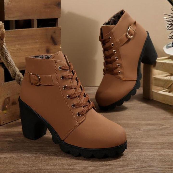 Comfortable women's lace-up ankle boots with supportive orthopedic design & stylish block heel.