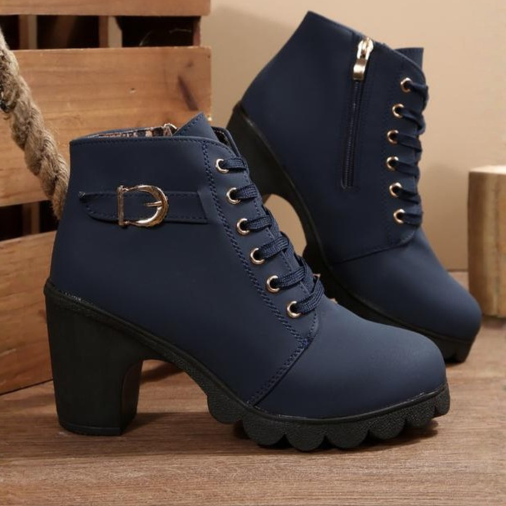 Stylish women's orthopedic boots offering comfortable support, featuring a block heel, ideal for fall fashion.