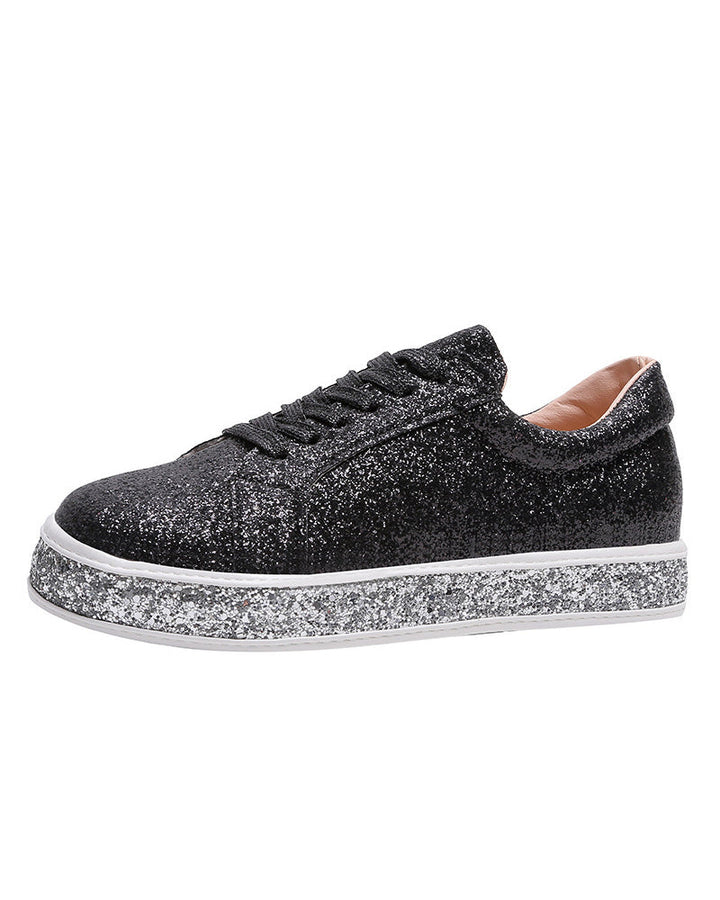Chic women's platform glitter sneakers for all-day comfort. Stylish sparkle footwear for fashion street style.
