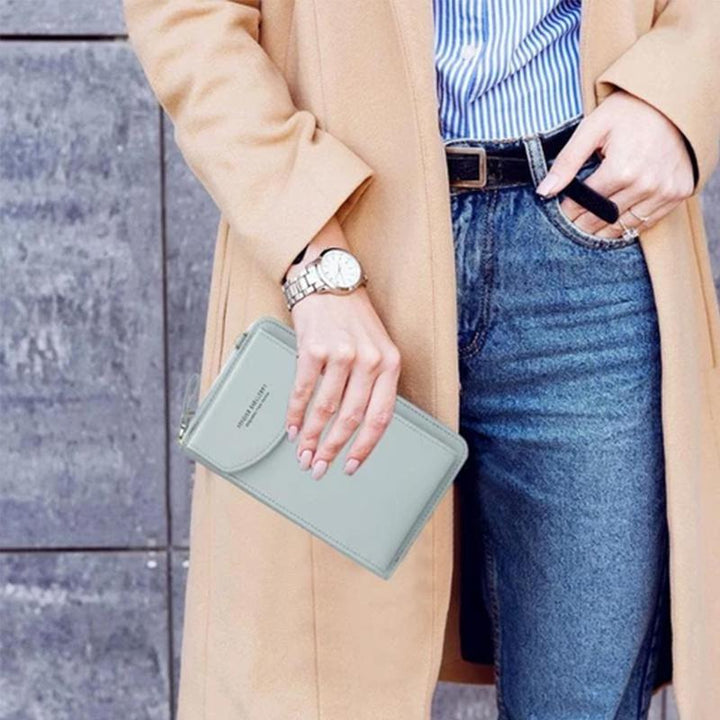 Elegant women's crossbody pouch wallet in black, perfect for everyday use or as a gift