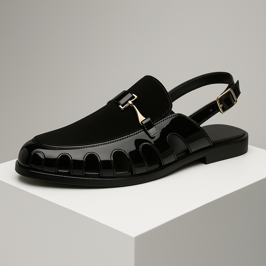 Close-up of women's suede slingback loafers in a neutral color, showcasing soft texture
