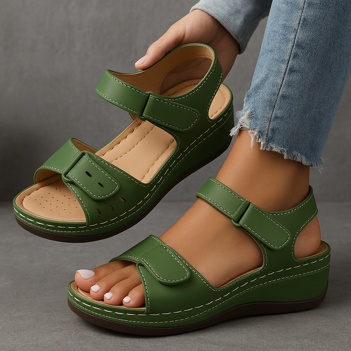 Women's supportive orthopedic wedge sandals for all-day comfort, perfect for summer wear and everyday style.