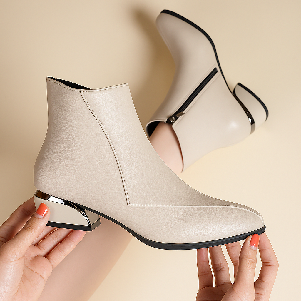 Close-up of Sylvette women's chelsea ankle boots, showcasing pointed toe and comfortable heel
