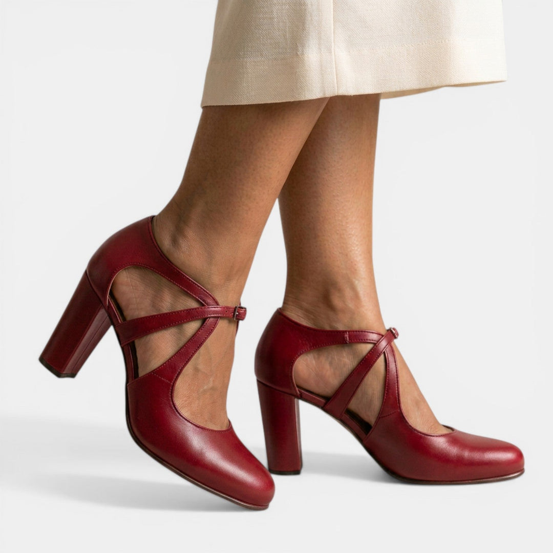 Black T-Strap High Heel Sandals for women, with a chic round toe and adjustable buckle for ultimate comfort.