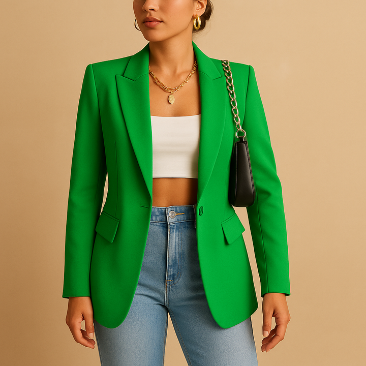 Women's tailored elegant blazer, perfect for professional office fashion & chic style. Versatile formal jacket.