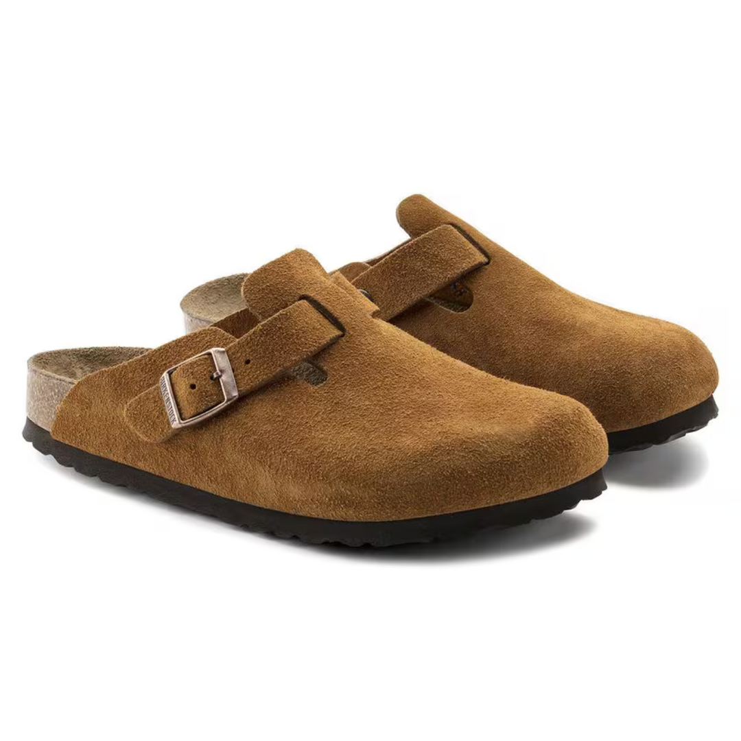 Everyday taupe women's clogs, featuring a supportive cushioned footbed for supreme all-day walking comfort.