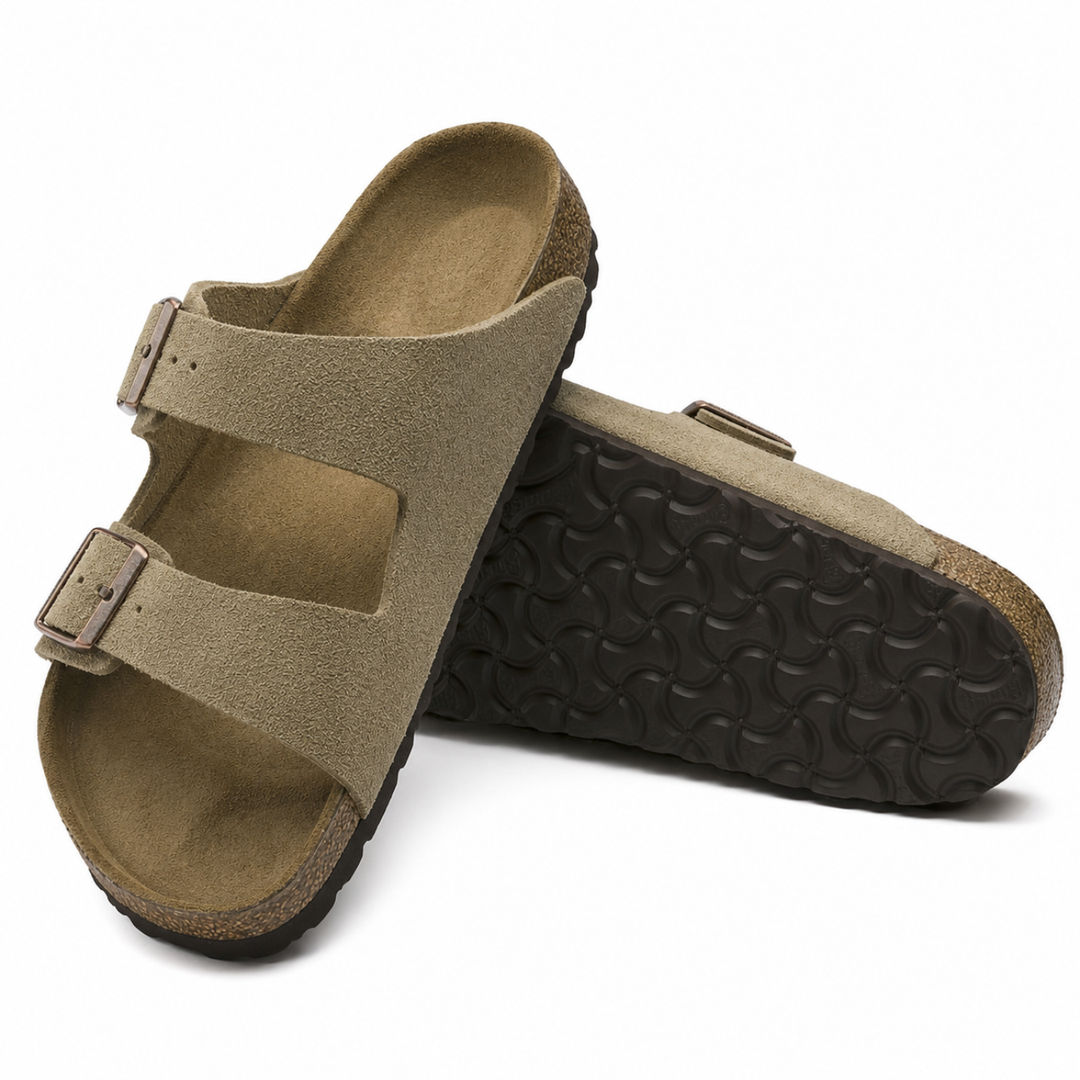 Taupe women's walking sandals featuring ergonomic design for comfortable everyday wear. Ideal for summer.