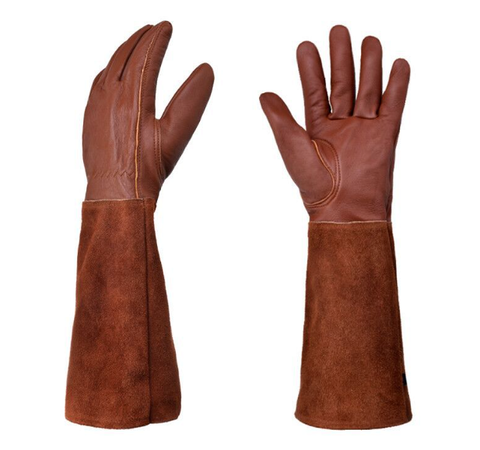 Durable women's long thorn-proof gloves, essential protective gear for any serious gardener.