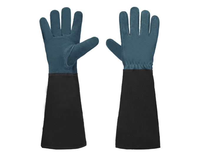 Women's long protective gardening gloves, thorn-proof design ensures safe handling of prickly plants.