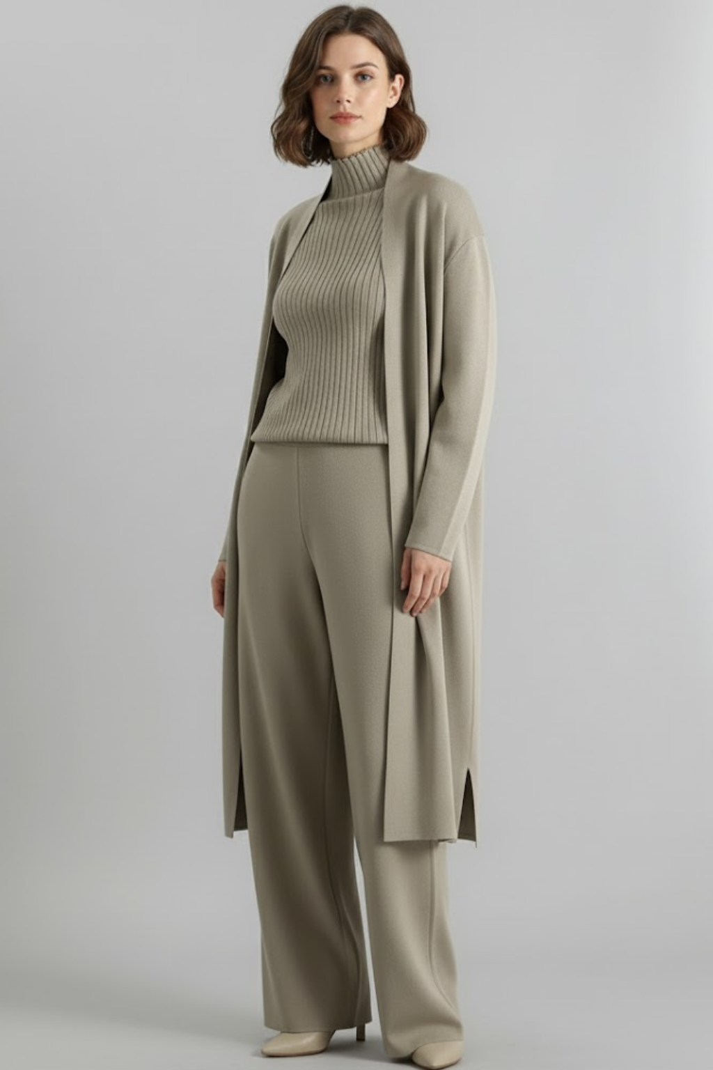 Women's three-piece pant set, tailored jacket, top & trousers, perfect for spring workwear or casual chic