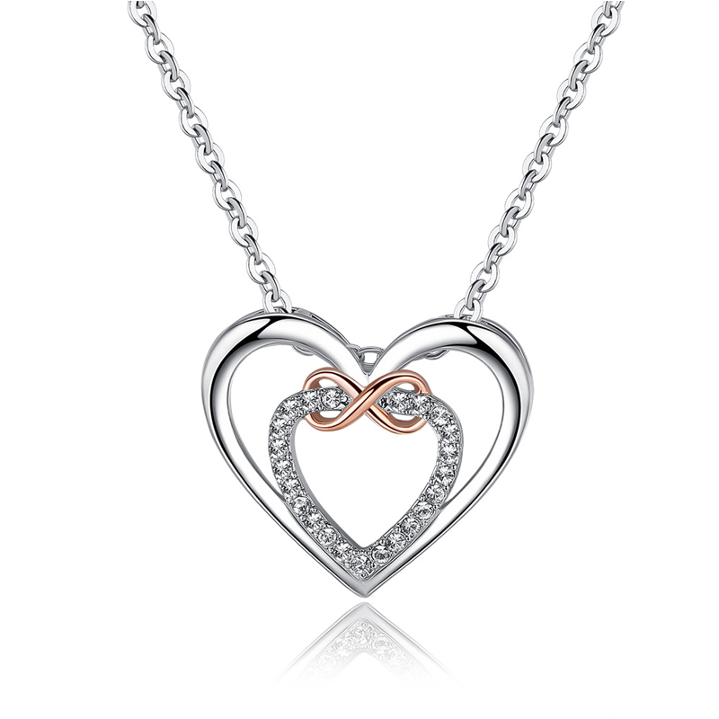 Infinity and two hearts necklace, representing eternal bond, ideal for loved ones