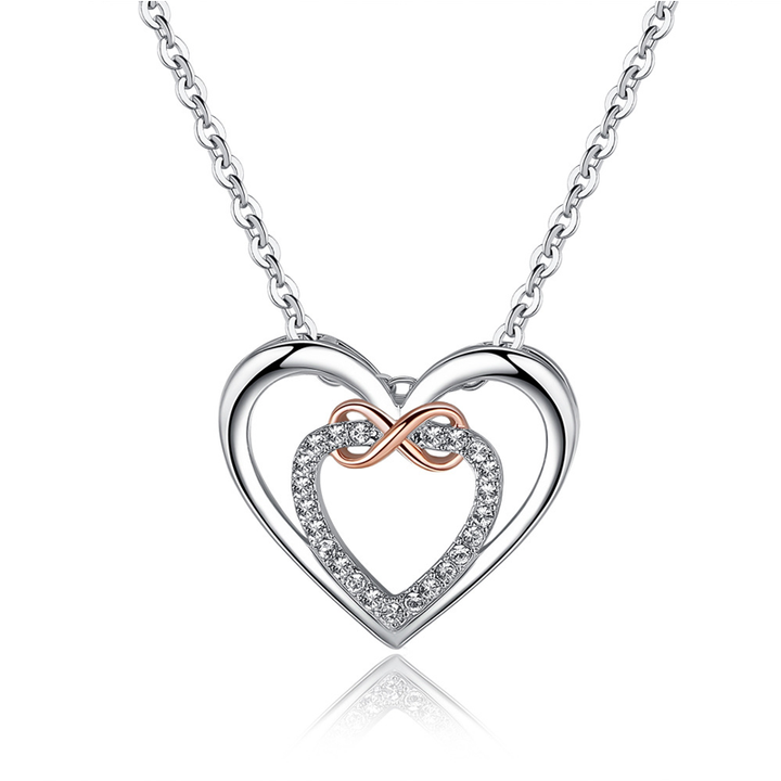 Infinity and two hearts necklace, representing eternal bond, ideal for loved ones