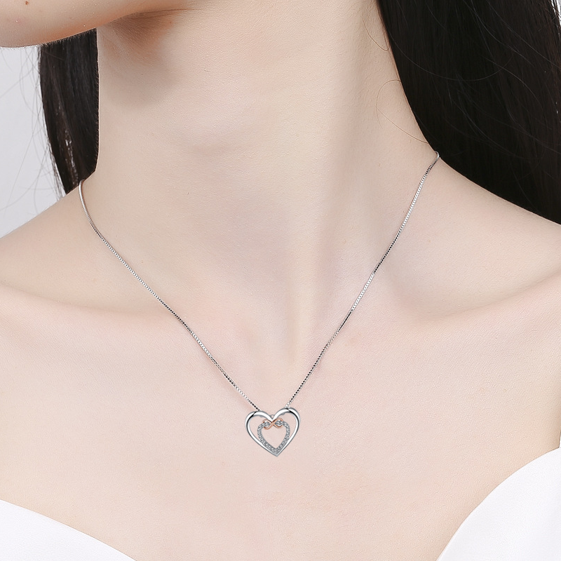 Beautiful Two Hearts Infinity Necklace, symbolizing endless love, great daughter gift